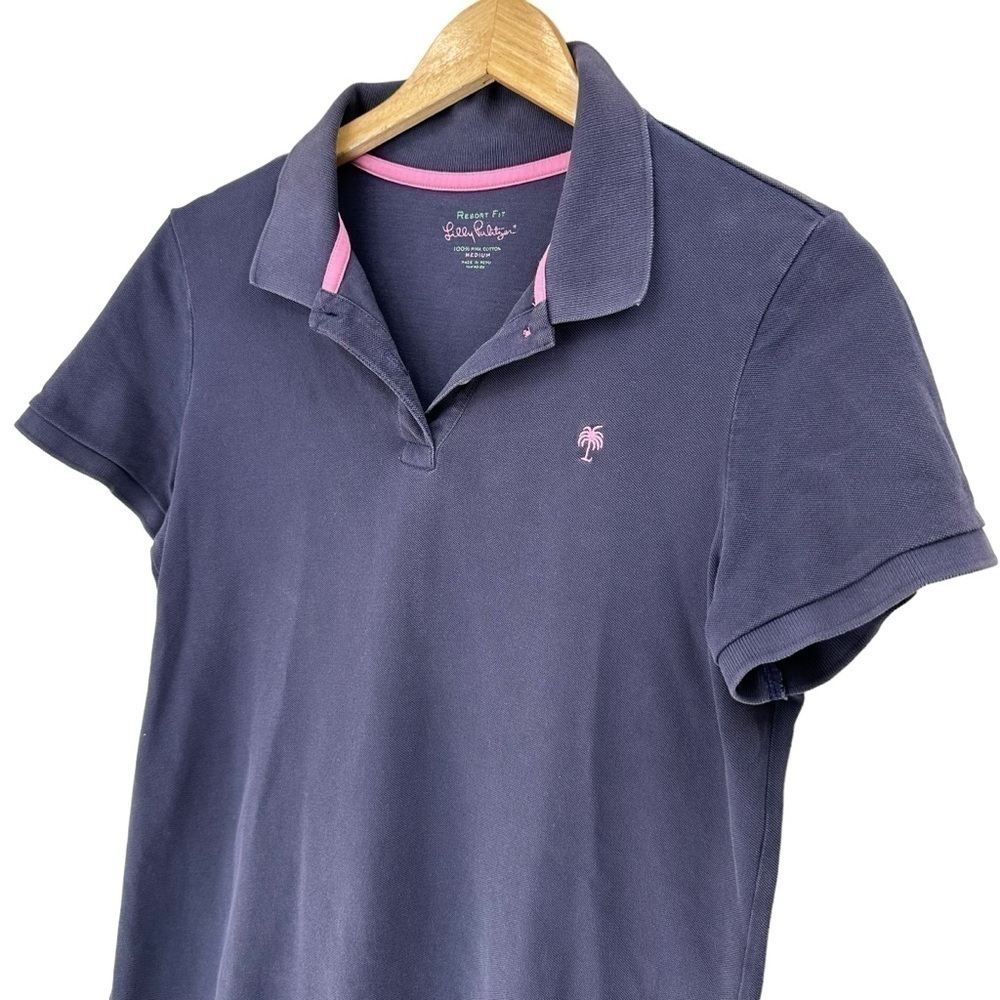 Lilly Pulitzer Resort Fit Cotton Blue Short Sleeve Polo, Medium - Picture 4 of 9